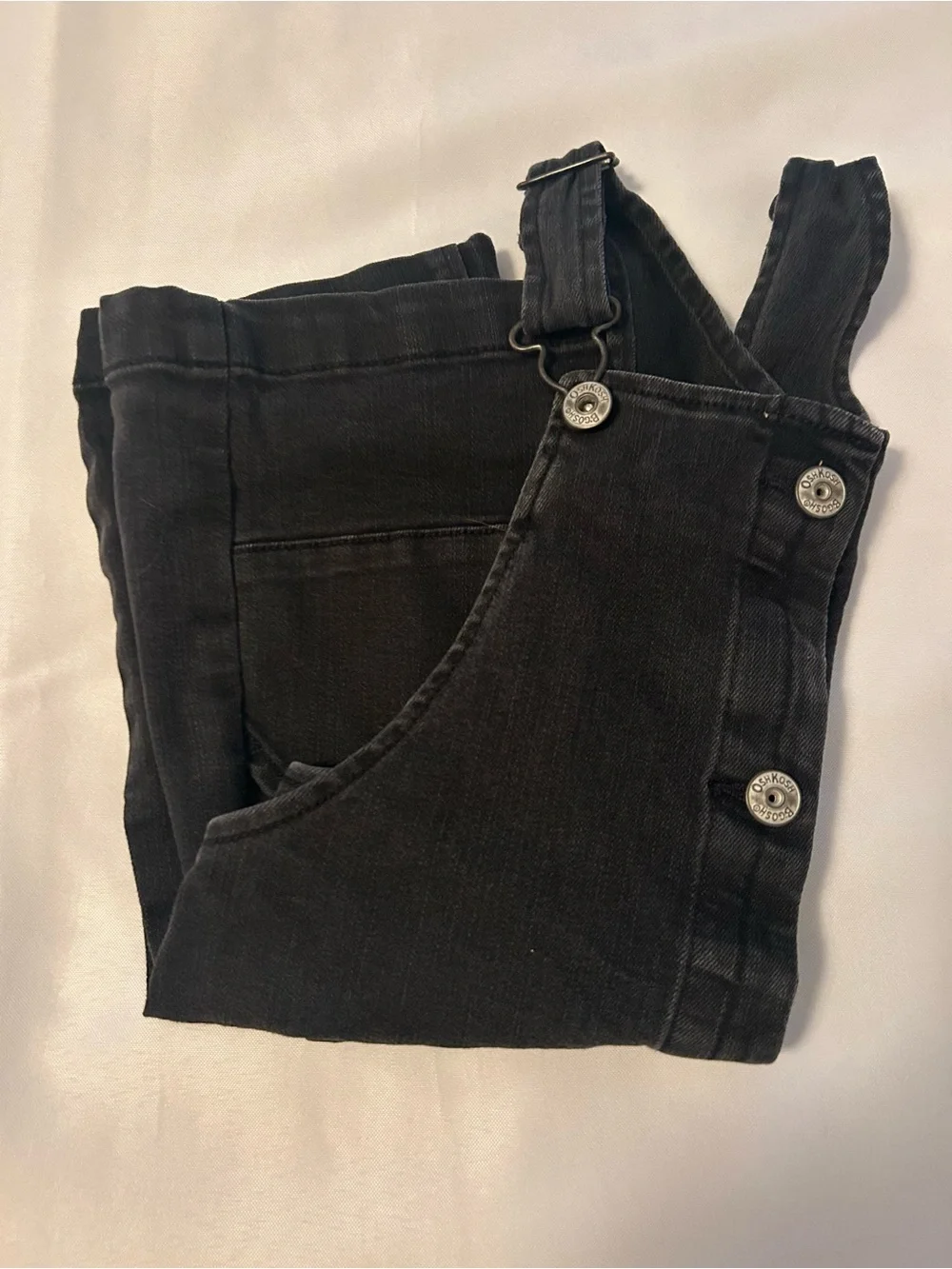 Girls OshKosh black overall skirt dress size 5T adjustable straps snap front
